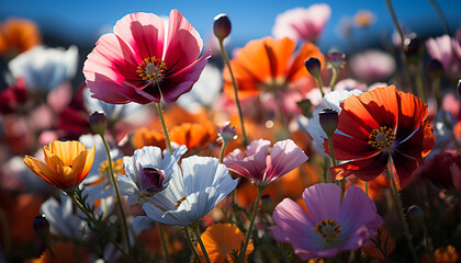 Canvas Print - Vibrant colors of nature blossom in meadows generated by AI