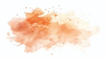 Peach Watercolor Splash On White Background. Vector Brown Watercolor Texture. Ink Paint Brush Stain. Watercolor Pastel Splash. Peach Water Color Splatter On Light Background
