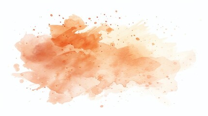 Peach watercolor splash on white background. Vector brown watercolor texture. Ink paint brush stain. Watercolor pastel splash. Peach water color splatter on light background