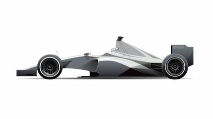 Wall Mural - race single seater F1 3d car icon transport jet sport racing symbol concept art design template vector isolated grey silver power hybrid white background