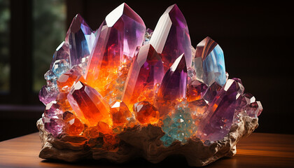 Poster - Gemstone crystal, nature precious jewelry, vibrant colors, beauty in nature generated by AI