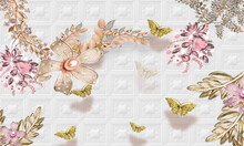 3d Illustration Flower Rich And Noble Soft Bag Bead Flower Luxury Jewelry Background Wall Decors
