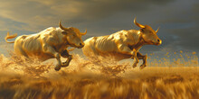 Golden Bulls Are Running Symbolise The Cryptocurrency Market Rise