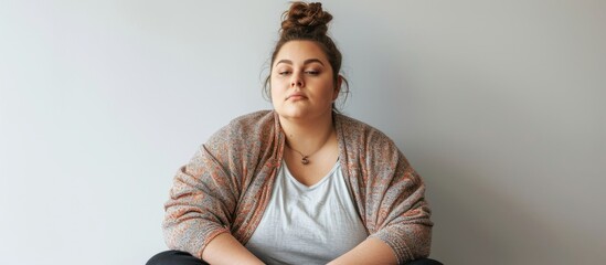 Canvas Print - Overweight female sitting in Body Positive Style clothes