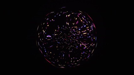 Wall Mural - bright colorful crystal ball with seamlessly flowing particles rotating in the universe. magic 3d sp
