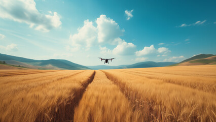 Sticker - Golden Harvest: Drone View of a Wheat Field