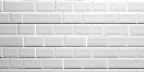  Seamless pattern of white ceramic brick tiles on a wall background.