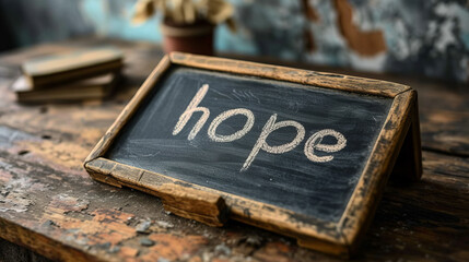 Concept of Hope - word 'Hope' handwritten on a blackboard Gen AI