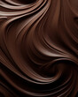 © Balica - Flat lay elegance background of melted dark chocolate with delicate smooth intricate swirls for wallpaper and design