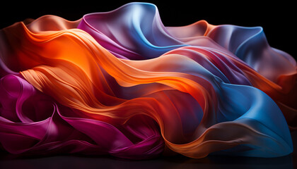 Poster - Smooth flowing wave pattern in vibrant colors generated by AI