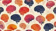 © starush - A pattern of a colorful painting with many different colored brains, AI
