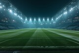 Fototapeta Sport - Empty soccer stadium with lights on