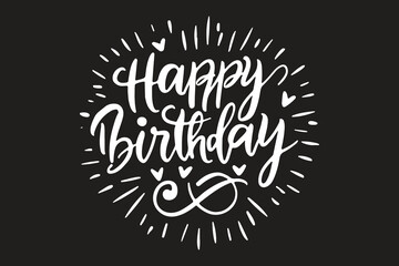 Sticker - Happy Birthday text vector design on a black background