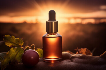 Wall Mural - Autumn Harvest Essential Oil with Sunset.