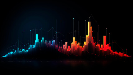 Wall Mural - Abstract image of graphs, geometric shapes, growth and decline scales. Background for business presentations. Bright stylized background