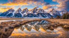 Reflection Of Mount Fitz Roy At Sunrise, Los Glaciares National Park, Argentina
