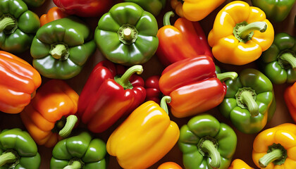 Wall Mural - Colorful bell pepper background from above