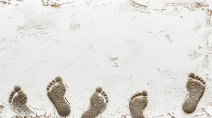 Sticker - Dark footprints on a vintage grunge background background.