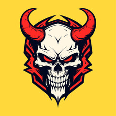 Wall Mural - devil skull with horns vector shirt