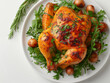 Oven-roasted Chicken on white plate 