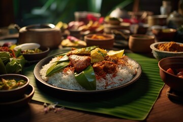 Wall Mural - Discovering Delights: Nasi Padang - A Feast of Traditional Indonesian Gastronomy that Invites You to Explore and Experience.
