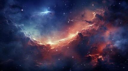 Wall Mural - Space background with realistic nebula and shining stars. Neural network AI generated art