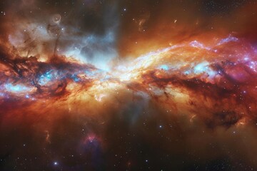 Wall Mural - an ethereal bridge of stardust spanning between two colliding galaxies with vibrant celestial phenom