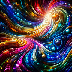 Wall Mural - abstract texture computer wallpaper and background with waves and curves in vivid colors. artistic p