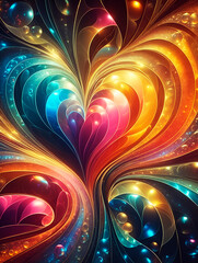 Wall Mural - abstract heart texture computer wallpaper and background with waves and curves in vivid colors. arti