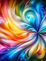 Wall Mural - abstract flower texture computer wallpaper and background with waves and curves in vivid colors. art