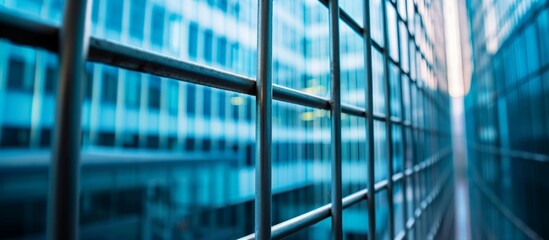 Wall Mural - bars on the fence of an office building, running vertically