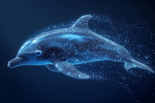 Dolphin . Digital Wireframe Polygon Illustration. Technology Of Lines And Points.