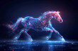 horse. Digital wireframe polygon illustration. technology of lines and points.
