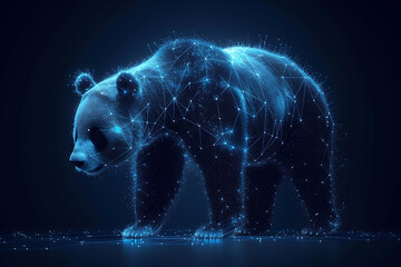 Wall Mural - panda bear. Digital wireframe polygon illustration. technology of lines and points.