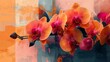 Leinwandbild Motiv A modern abstract floral artwork collage. The shapes and colors of trendy flower like orchid, hydrangea, and rose, but present them in a stylized, abstract manner.