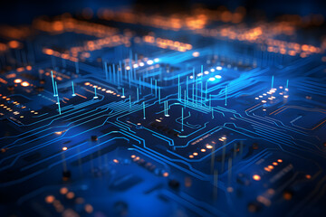 data analysis from microchip, blue neon.