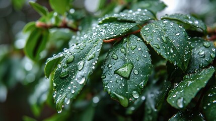 Sticker - rain drops on a leaf