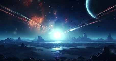 Wall Mural - landscape of an amazing alien unknown planet in far space.