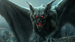 Gargoyle Evil Watchman Statue Glowing Red Eyes Gothic Stone