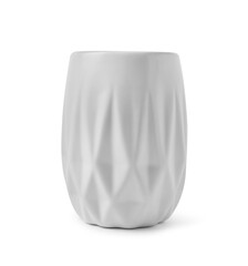 Bath accessory. Ceramic toothbrush holder isolated on white