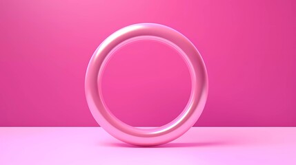 Poster - Pink background, Abstract geometric circle ring color shape. generative ai