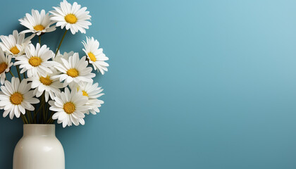 Wall Mural - Freshness of summer blue chamomile blossoms decorate nature beauty generated by AI