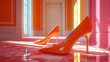 apricot crush two High heel fashion shoes .,3d visualization, advertising photo, generative ai
