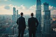 © Ruslan Batiuk - Businessmen on roof - investments, patron, business: economic growth strategic capital investment and innovative building initiatives, success in the dynamic landscape of entrepreneurial development.