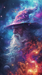 Wall Mural - a psychedelic space wizard, generative ai