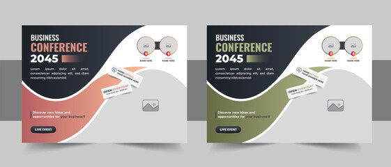Wall Mural - horizontal conference flyer design template layout vector, business conference flyer template design