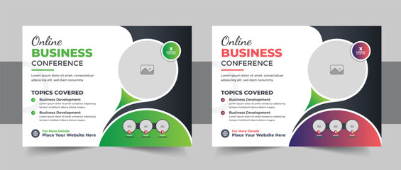 Wall Mural - business company live webinar or corporate horizontal business conference flyer template layout or c