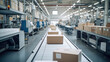 © visoot - Inside the factory of a printing company, processed packages are lined up. Generative AI.