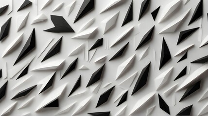 Abstract geometric background. White and black triangles. 3d render illustration