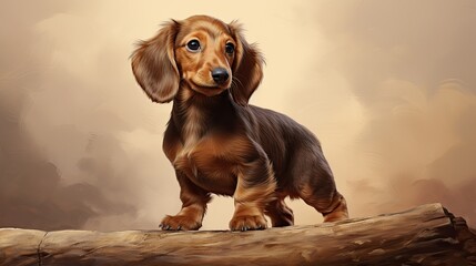 Canvas Print - A lively dachshund pup with short legs and a playful spirit.